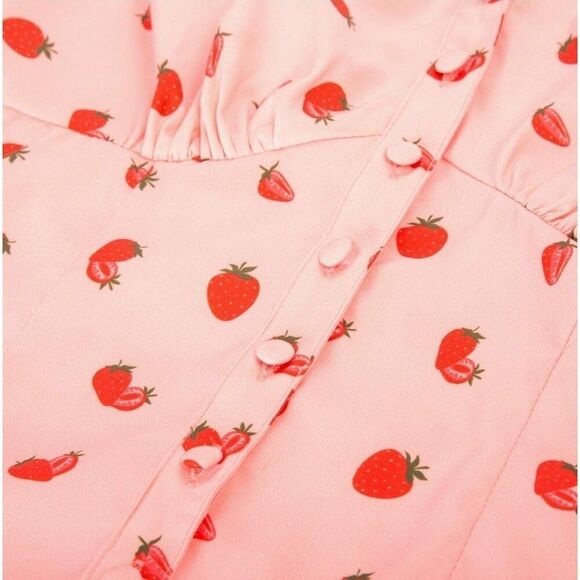 Strawberry Vintage Style Puff Sleeve Blouse Belle Poque V Neck Puff Sleeve - Picture 5 of 12